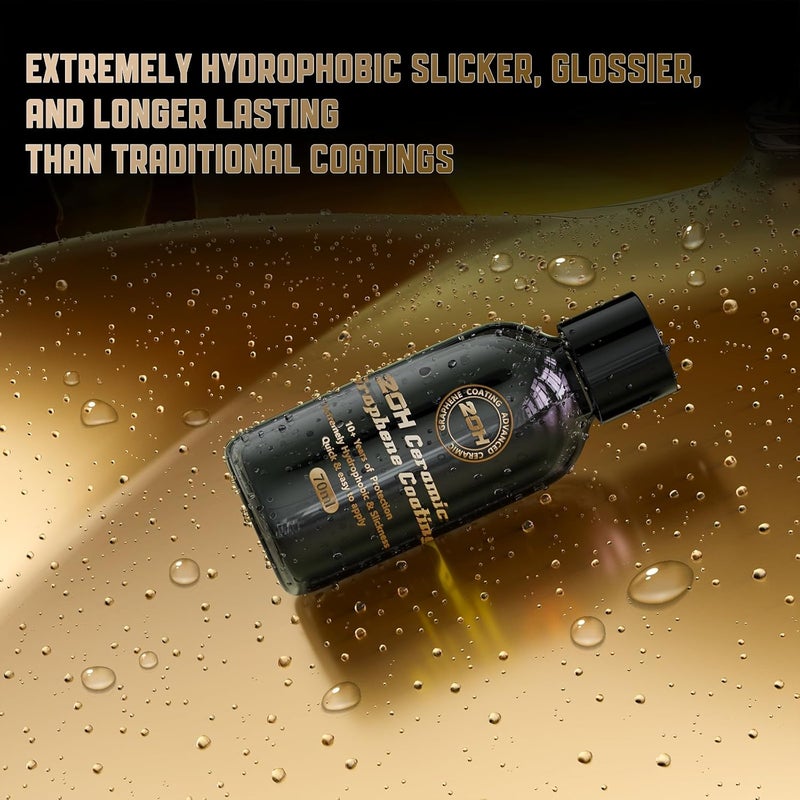 DRONAR 20H Professional Graphene Ceramic Coating for Cars (70ml) - 10+ Years Protection, Hydrophobic, Scratch & UV Resistant, High Gloss Finish - Professional-Grade Car Detailing Kit - Easy Application - Image 3